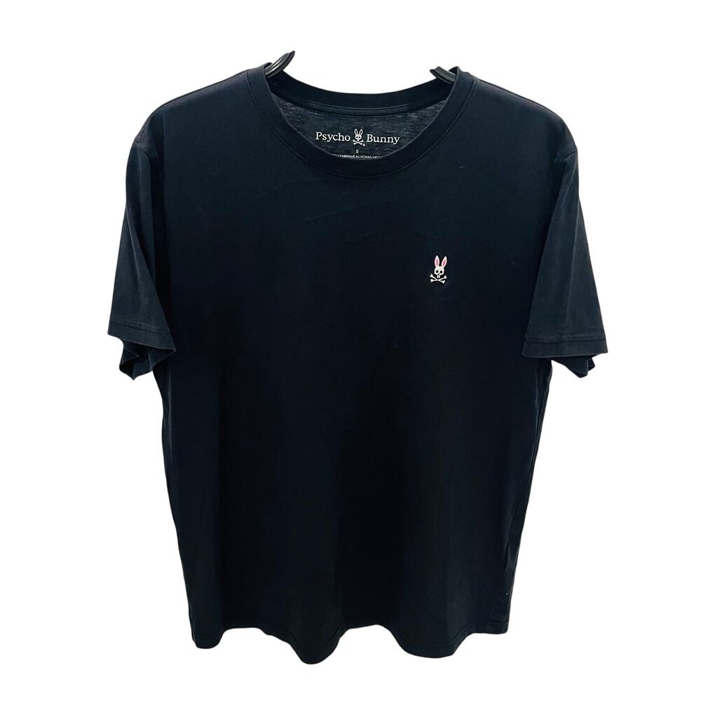 Psycho Bunny Mens Classic Crew Neck T-Shirt Black Embroidered Logo Size S Small